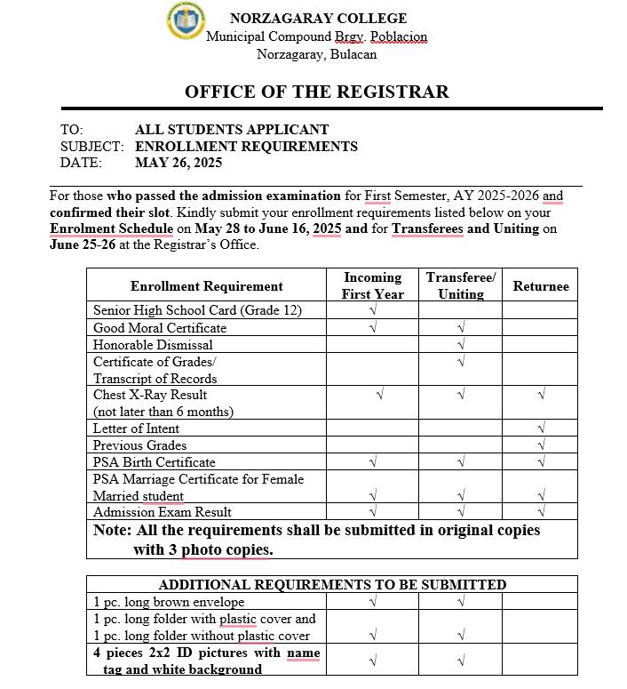TO ALL STUDENTS APPLICANT
